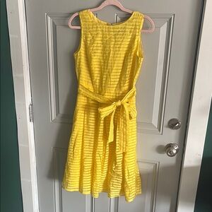 Liz Claiborne Yellow Ribbed Crew Neck Sundress